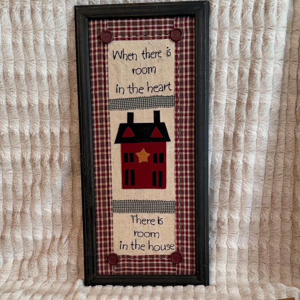 Hand Embroidered Folk Art Framed Heartfelt Wall Art